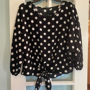 Anthropologie K & C Black/White Polka Dot Blouse Medium